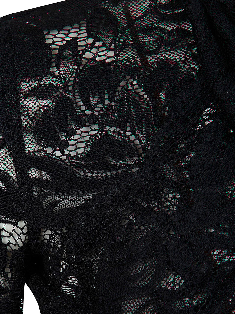Paco Rabanne Intricate Black Lace Long-Sleeved Top with Scalloped Detailing Zwart