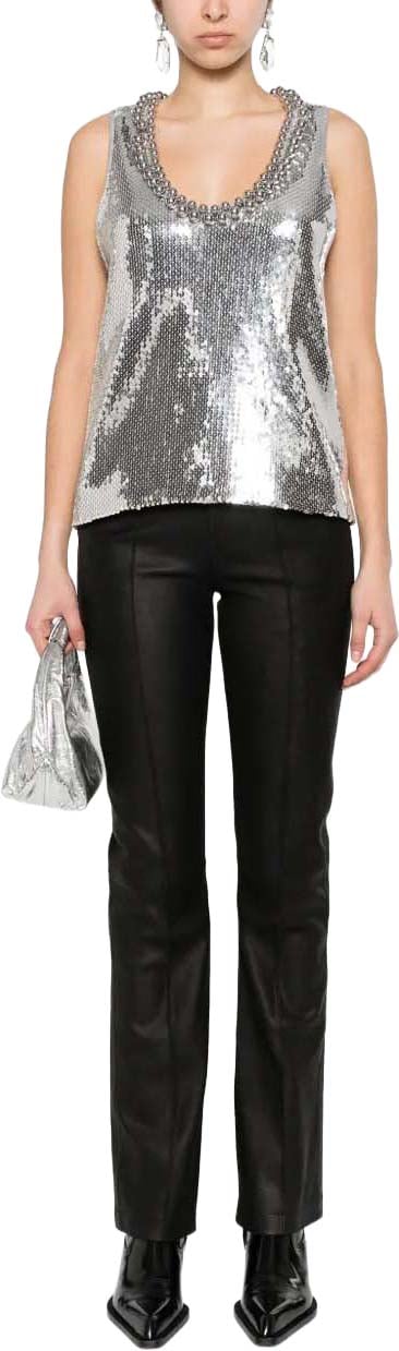 Paco Rabanne Fitted Neutral Top with Minimalist Design Grijs