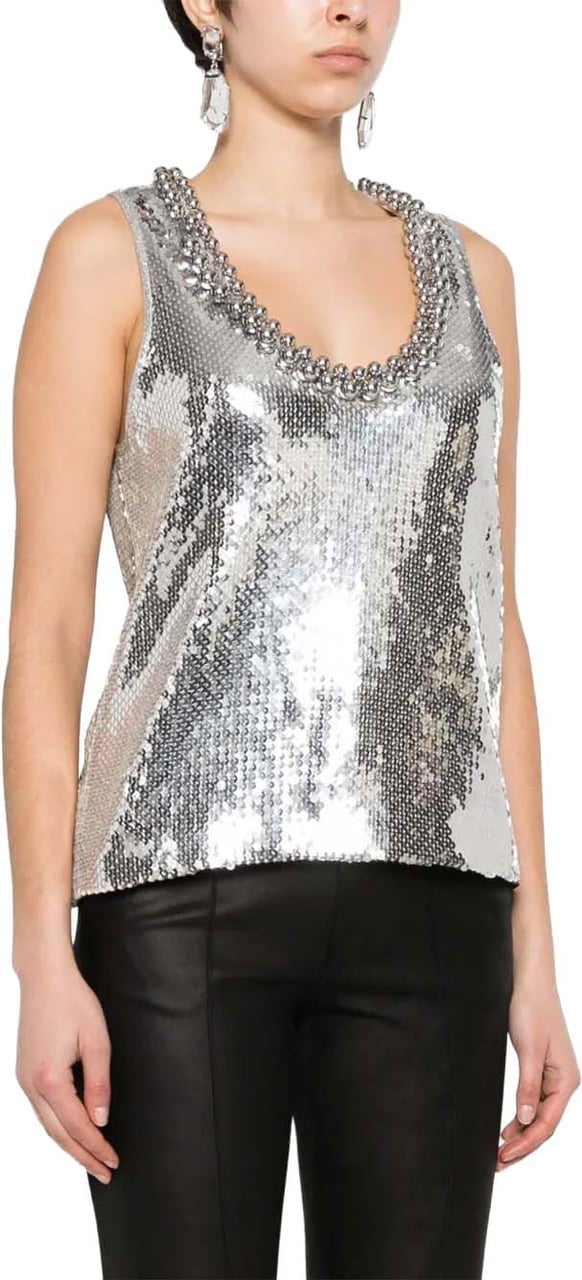 Paco Rabanne Fitted Neutral Top with Minimalist Design Grijs