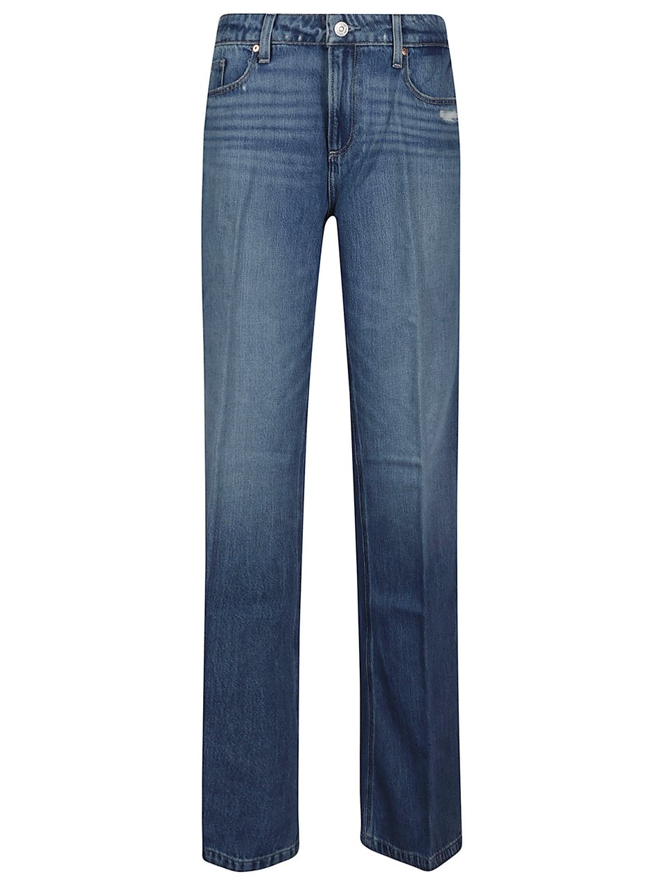 PAIGE Sonja Seville Distressed Straight Jeans Blauw