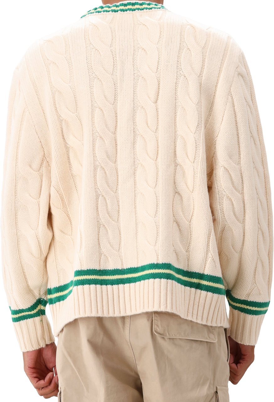 PAL PAL Sporting Goods Trui Wit Bye Cable Knit Wool Cricket Sweater Beige