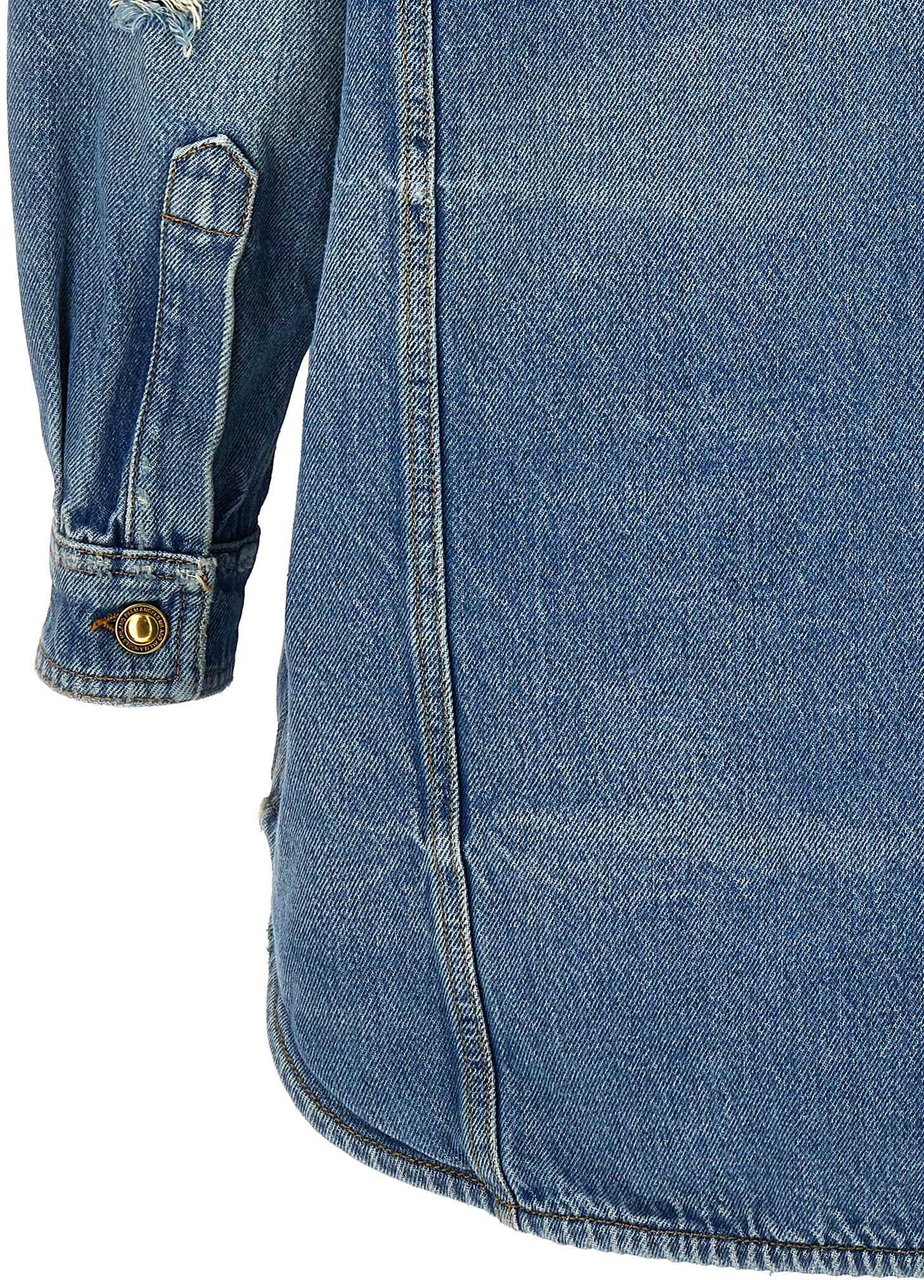 Palm Angels Blue Cotton Denim Jacket Lichtblauw