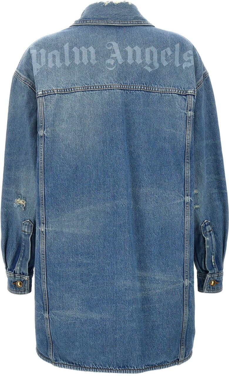 Palm Angels Blue Cotton Denim Jacket Lichtblauw