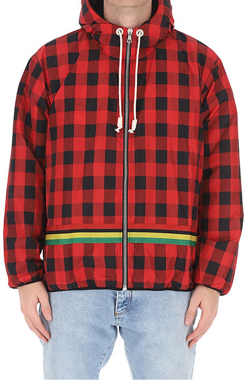 Palm Angels Palm Angels Checked  Windbreaker Jacket Rood