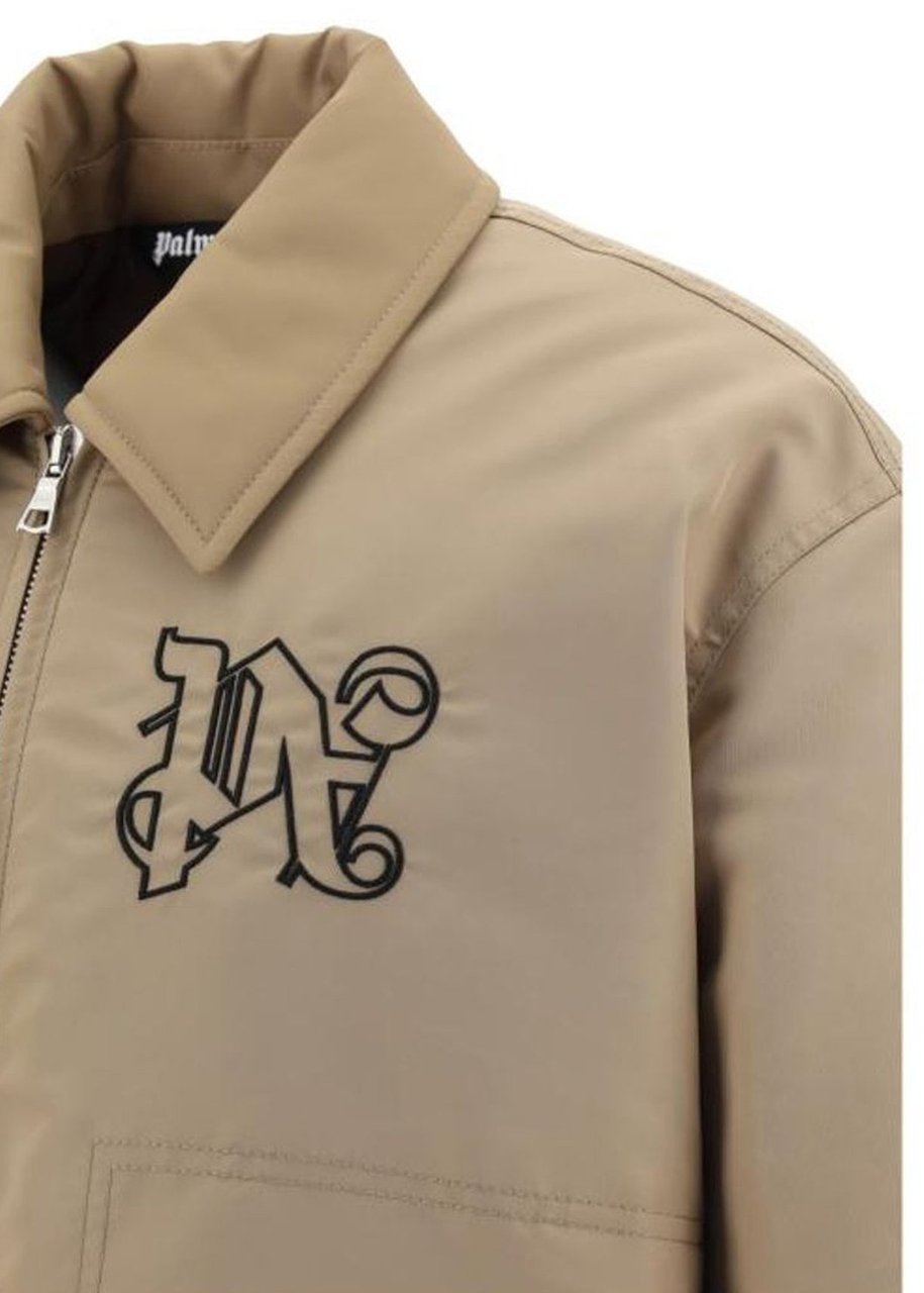 Palm Angels Padded Bomber Jacket Beige