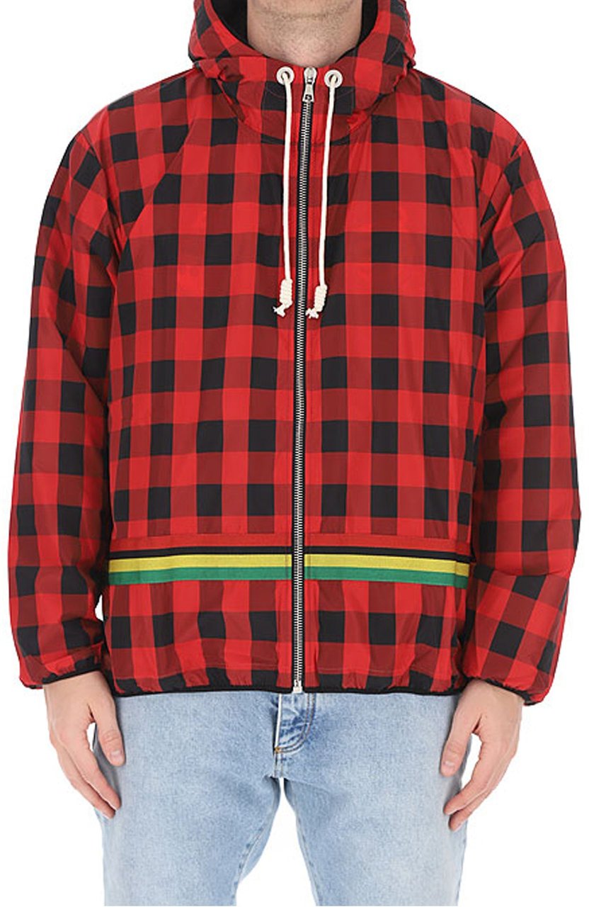 Palm Angels Checked Windbreaker Jacket Rood