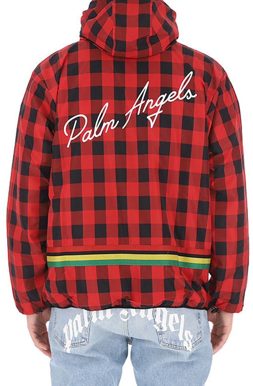 Palm Angels Checked Windbreaker Jacket Rood
