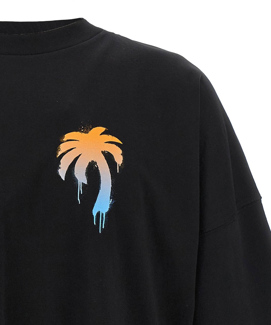 Palm Angels Black Cotton T-Shirt Zwart