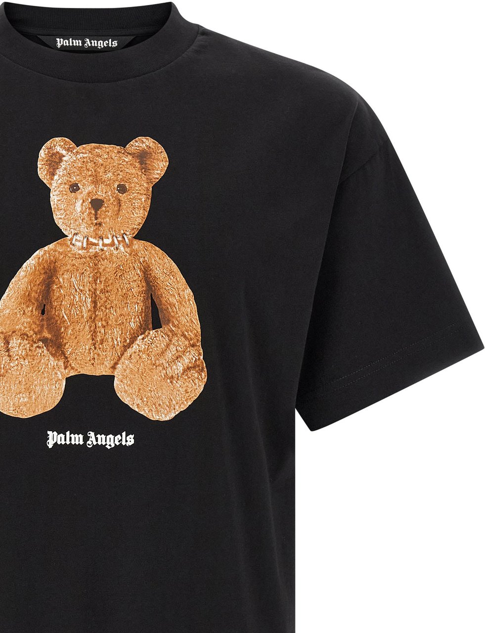Palm Angels Black Cotton T-Shirt Oranje