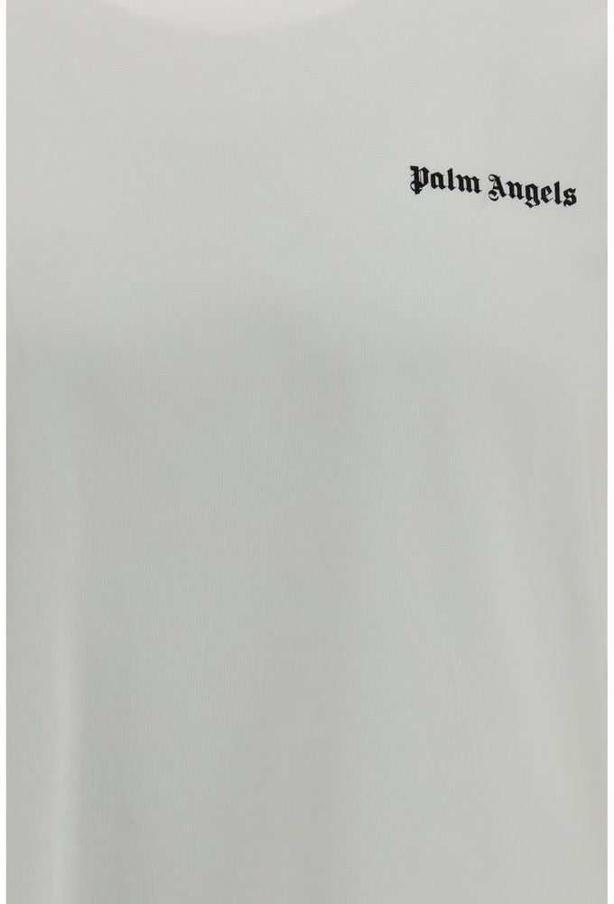 Palm Angels White Cotton T-Shirt Zwart