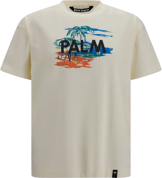 Palm Angels Beige Cotton T-Shirt Beige