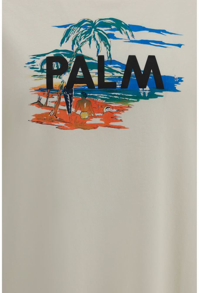 Palm Angels Beige Cotton T-Shirt Beige
