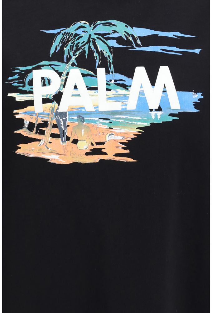 Palm Angels Black Cotton T-Shirt Zwart