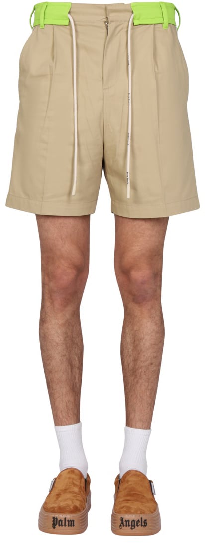 Palm Angels SIDE BAND BERMUDA SHORTS Beige