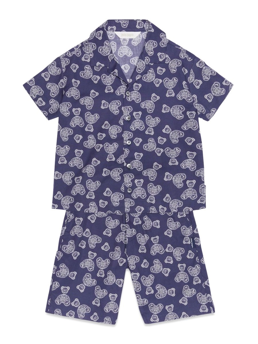 Palm Angels ALL OVER PRINTED CHINO SHORTS Blauw