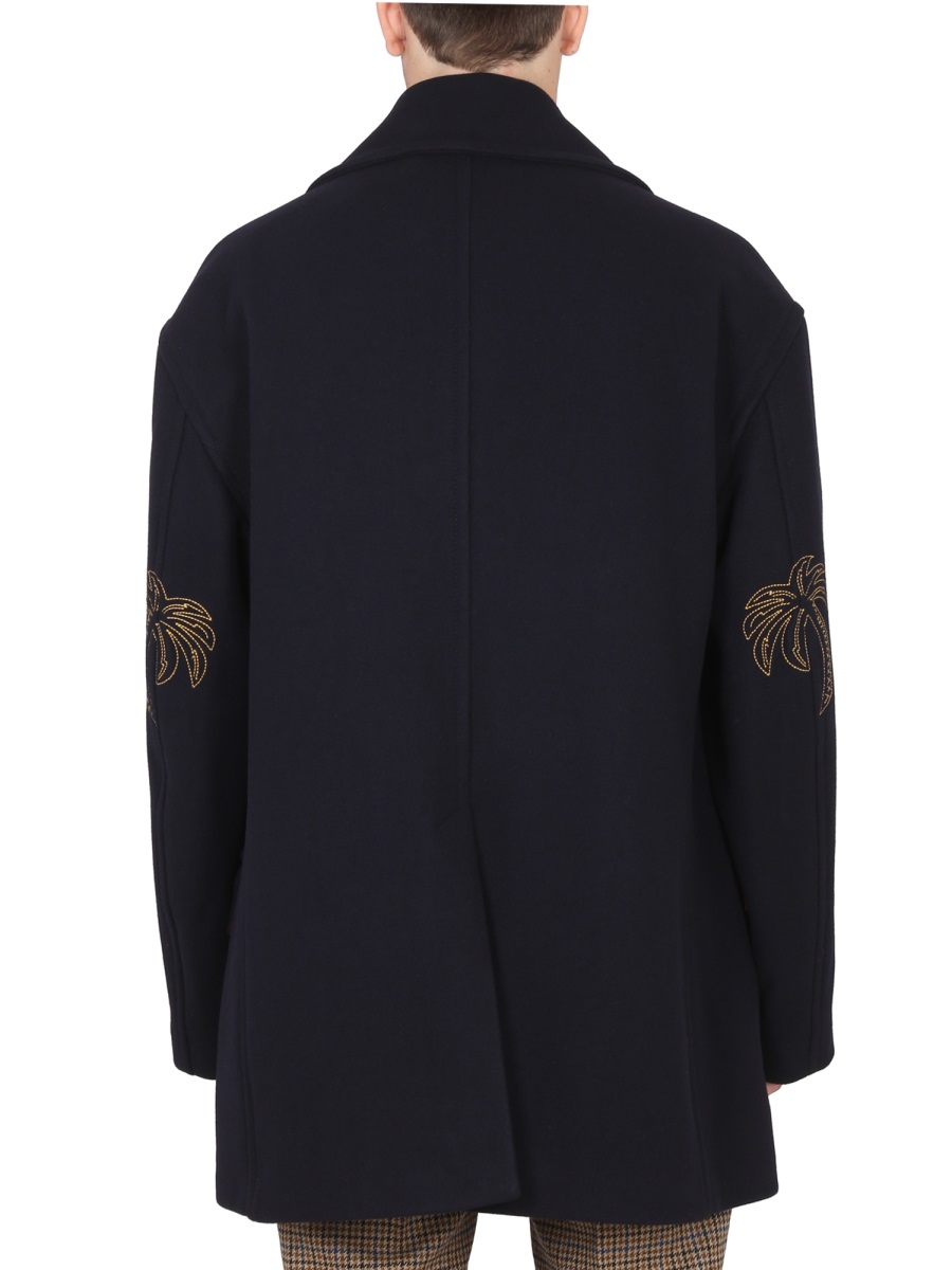 Palm Angels DOUBLE-BREASTED COAT Blauw