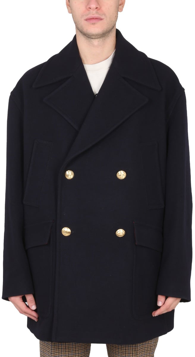 Palm Angels DOUBLE-BREASTED COAT Blauw