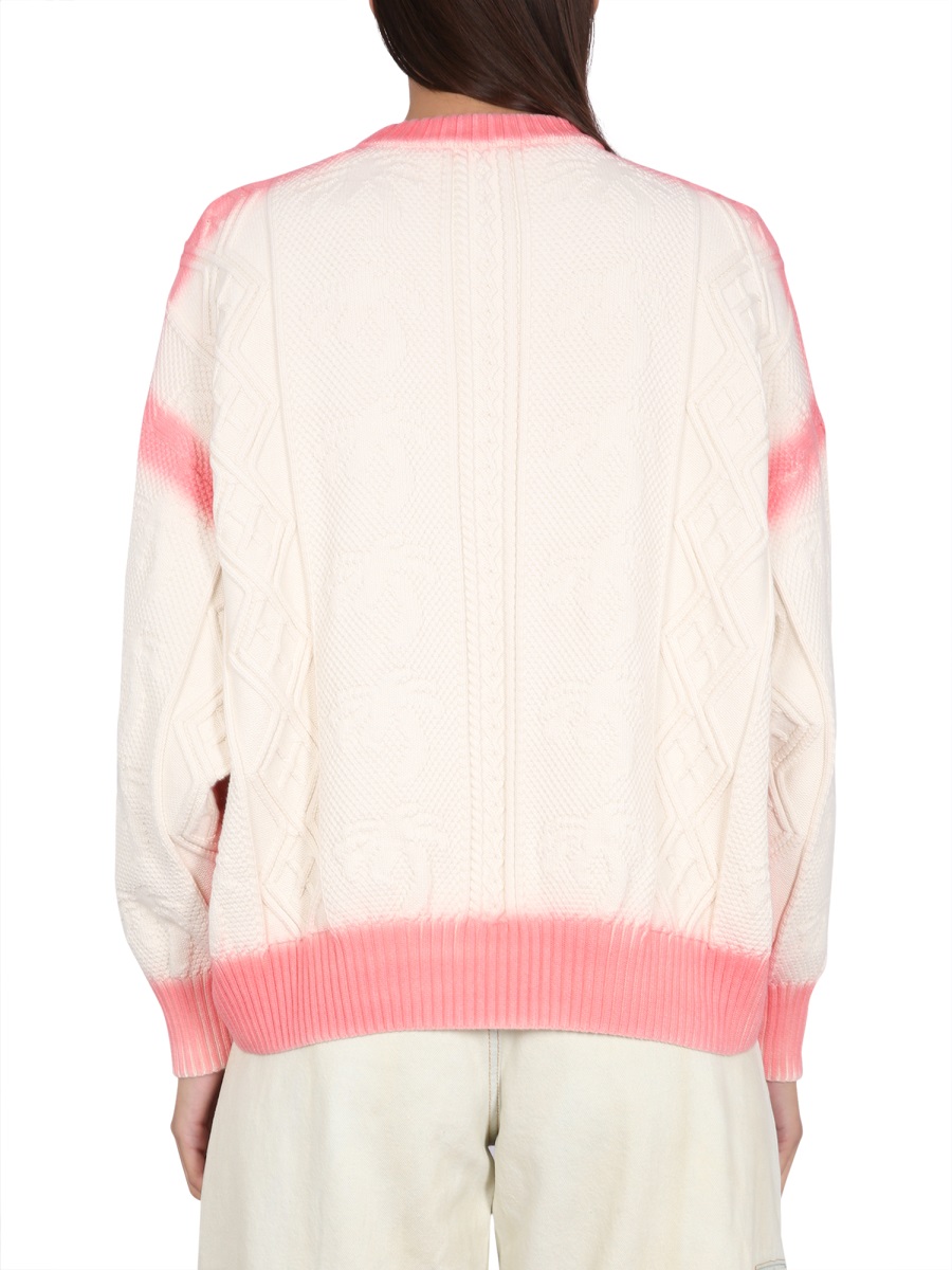 Palm Angels PATENT LEATHER EFFECT PALM SWEATER Wit