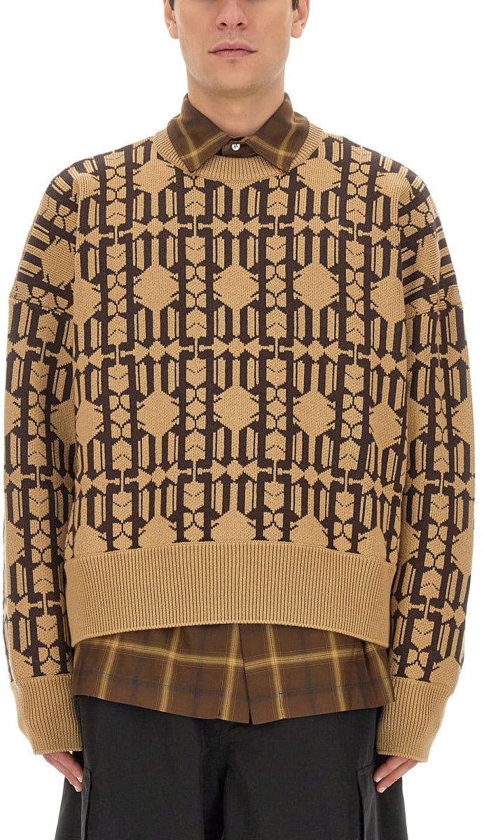 Palm Angels JACQUARD SWEATER Beige