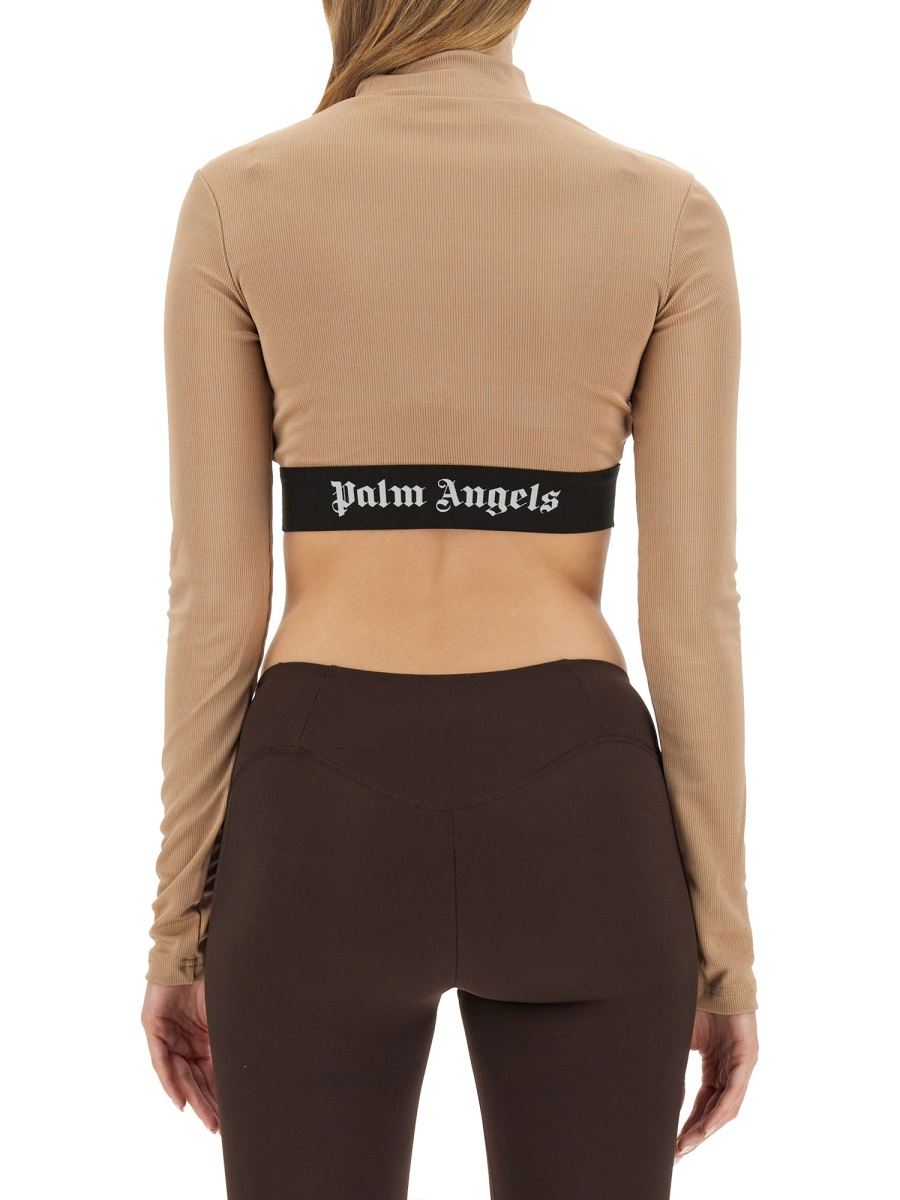 Palm Angels CROPPED TOP WITH LOGO Beige