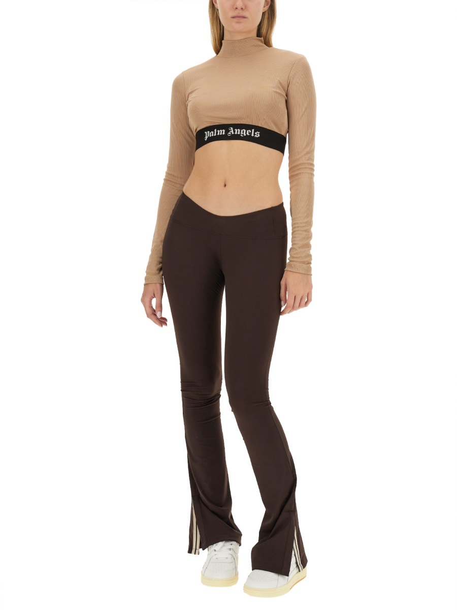 Palm Angels CROPPED TOP WITH LOGO Beige