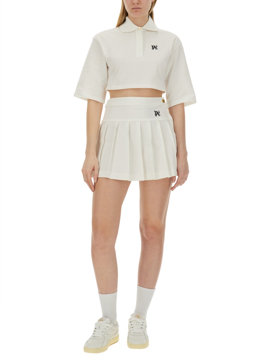 Palm Angels MONOGRAM CROPPED POLO SHIRT Wit