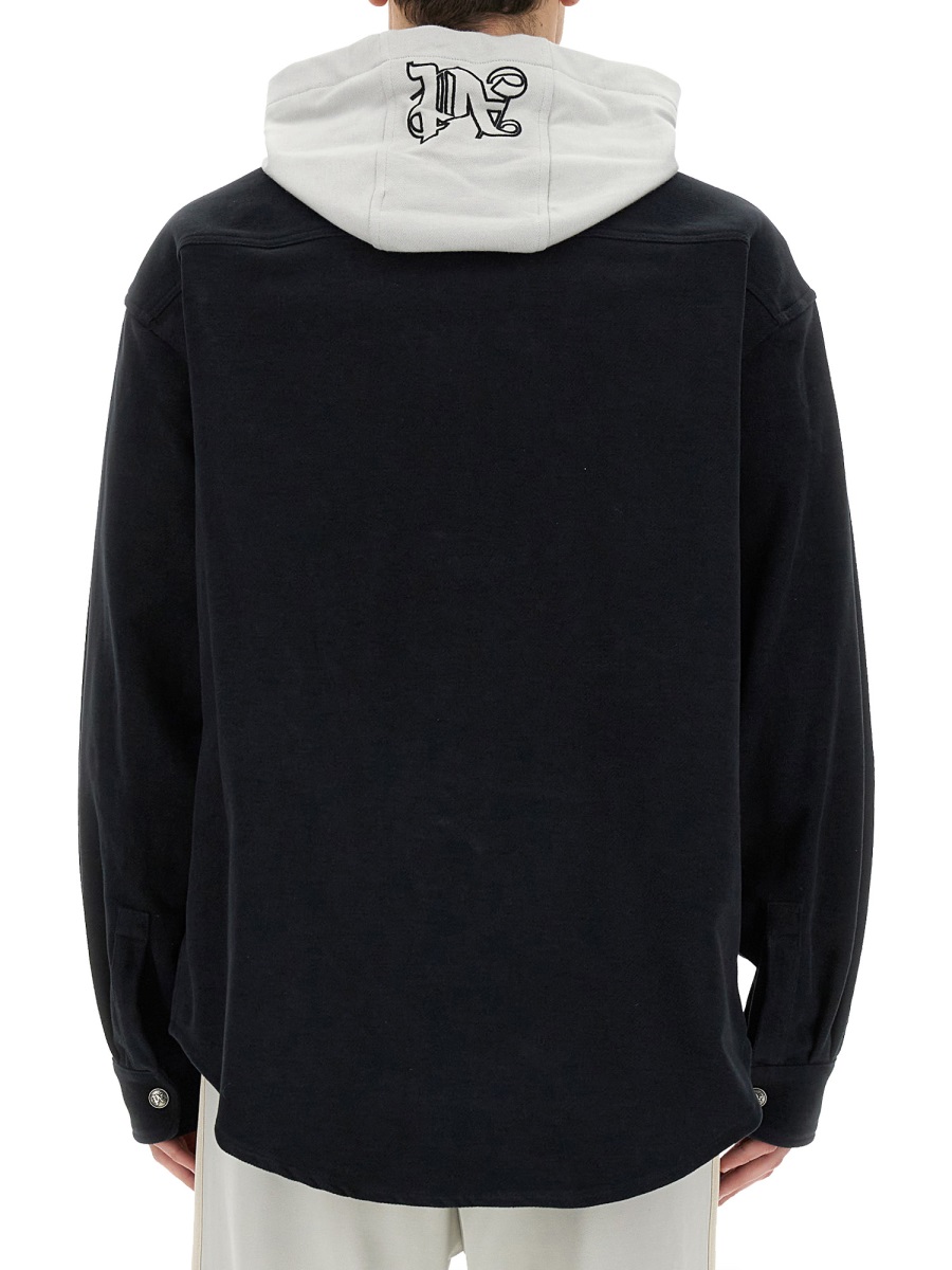 Palm Angels SHIRT-JACKET WITH MONOGRAM Zwart