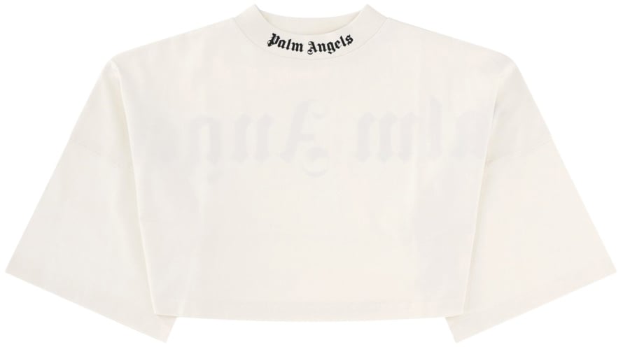 Palm Angels T-SHIRT CROPPED CON LOGO Wit