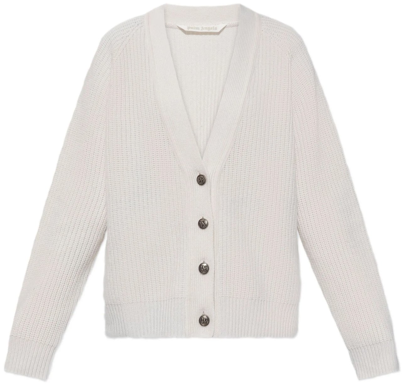 Palm Angels Pink Ribbed Knit Viscose Blend Cardigan Wit