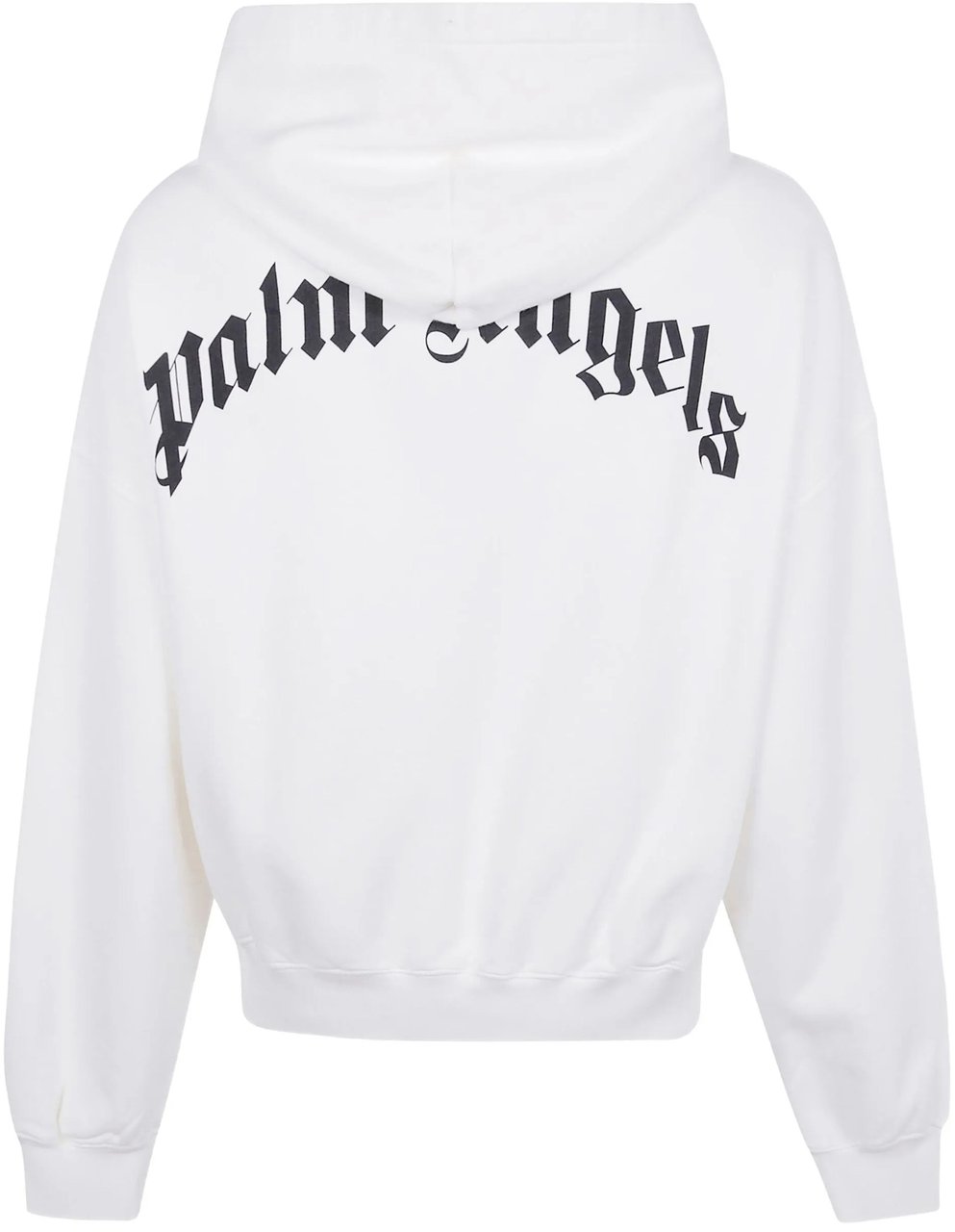 Palm Angels White Gothic Print Hooded Cotton Sweatshirt Wit