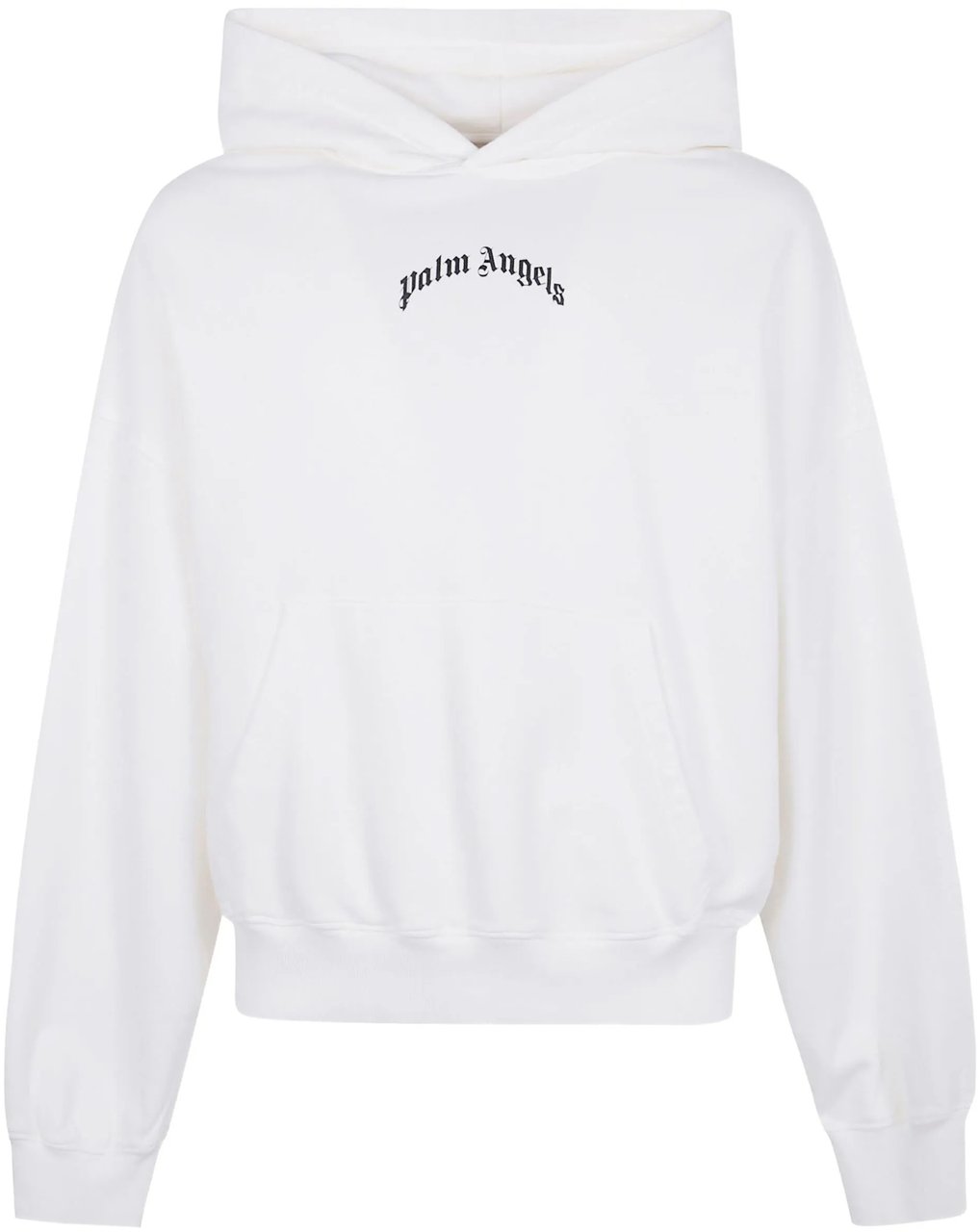 Palm Angels White Gothic Print Hooded Cotton Sweatshirt Wit