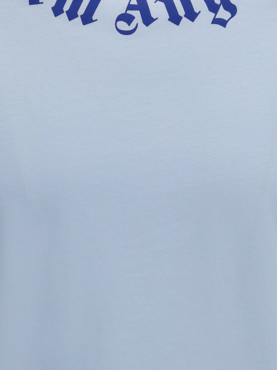 Palm Angels Light Blue Neck Logo Cotton T-Shirt Blauw