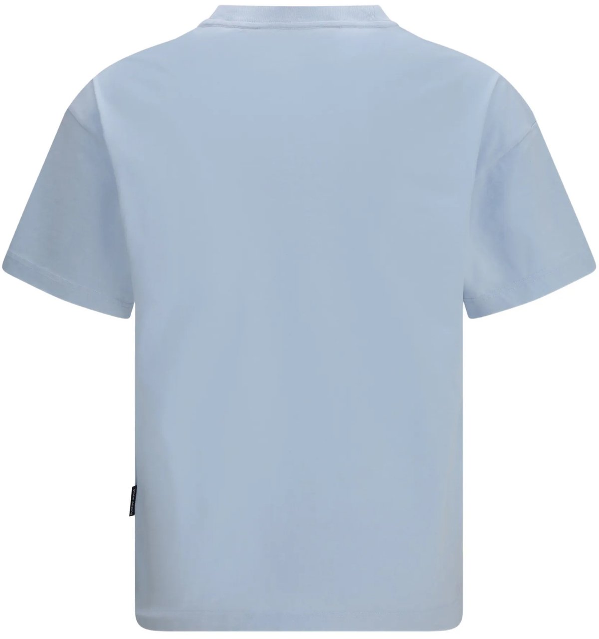 Palm Angels Light Blue Neck Logo Cotton T-Shirt Blauw