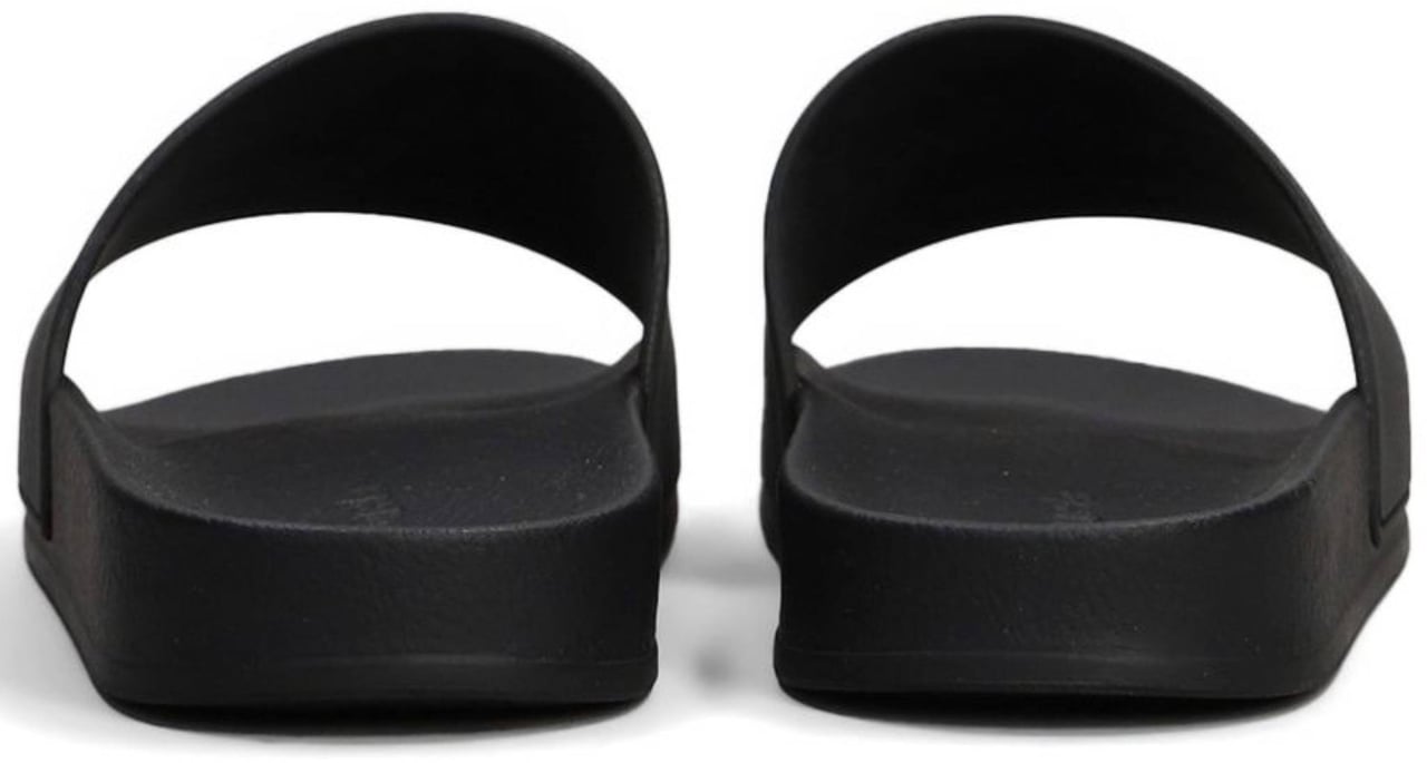 Palm Angels Black Classic Logo Sliders Logo Sandals Zwart