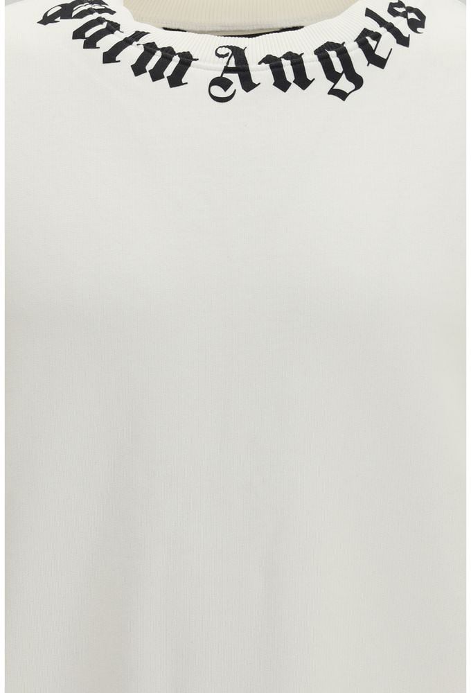 Palm Angels White Cotton Sweatshirt Wit