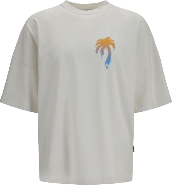 Palm Angels White Cotton T-Shirt Wit