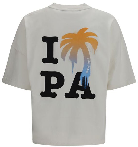 Palm Angels White Cotton T-Shirt Wit