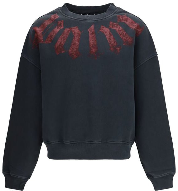 Palm Angels Black Cotton Sweatshirt Zwart