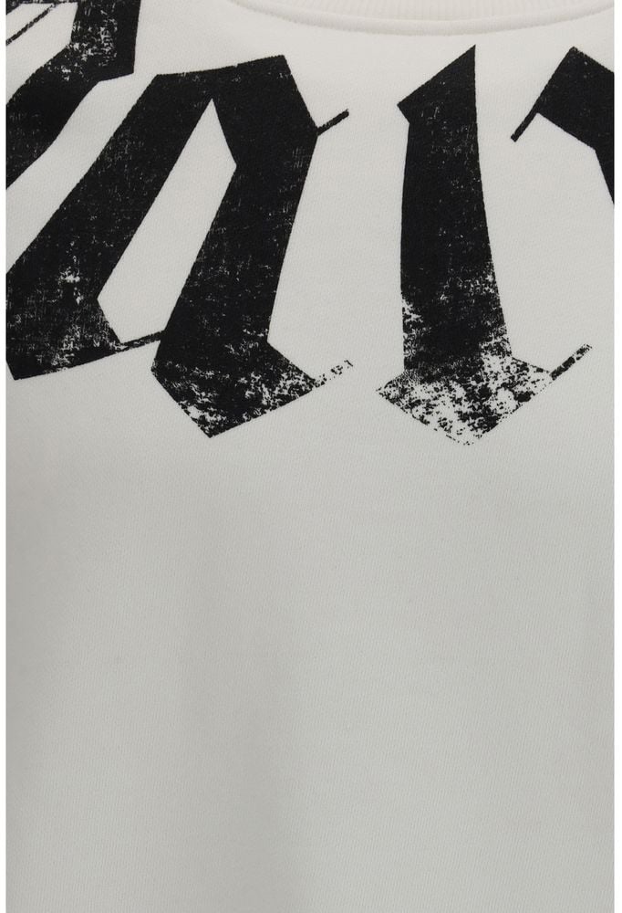 Palm Angels White Cotton Sweatshirt Wit