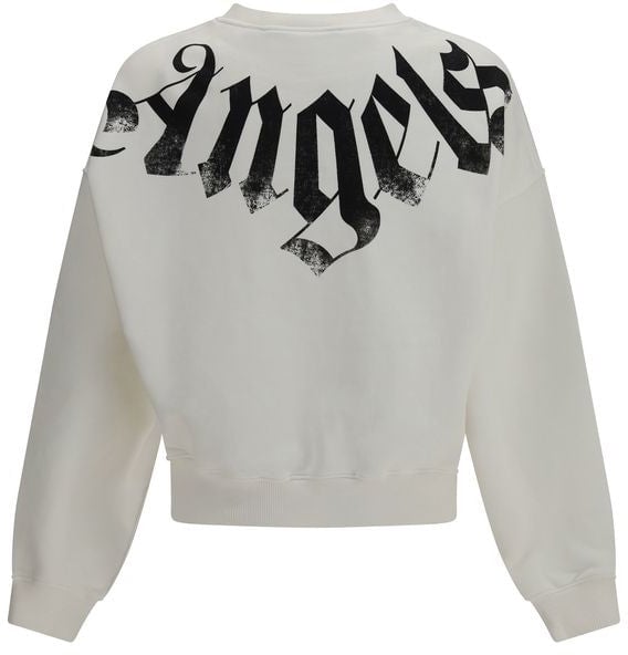 Palm Angels White Cotton Sweatshirt Wit