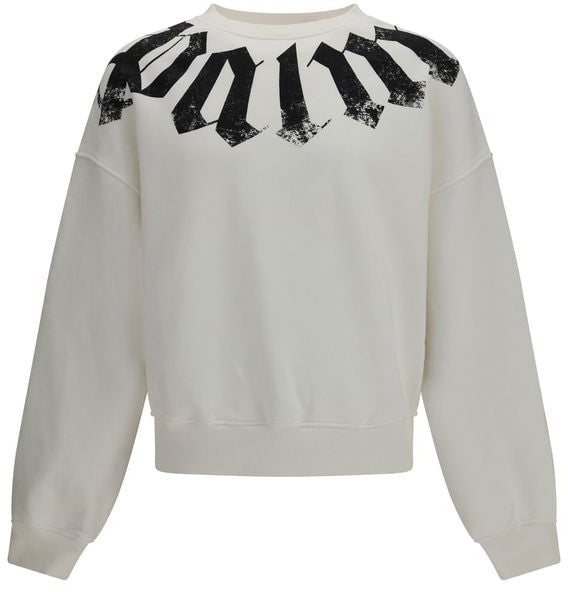 Palm Angels White Cotton Sweatshirt Wit