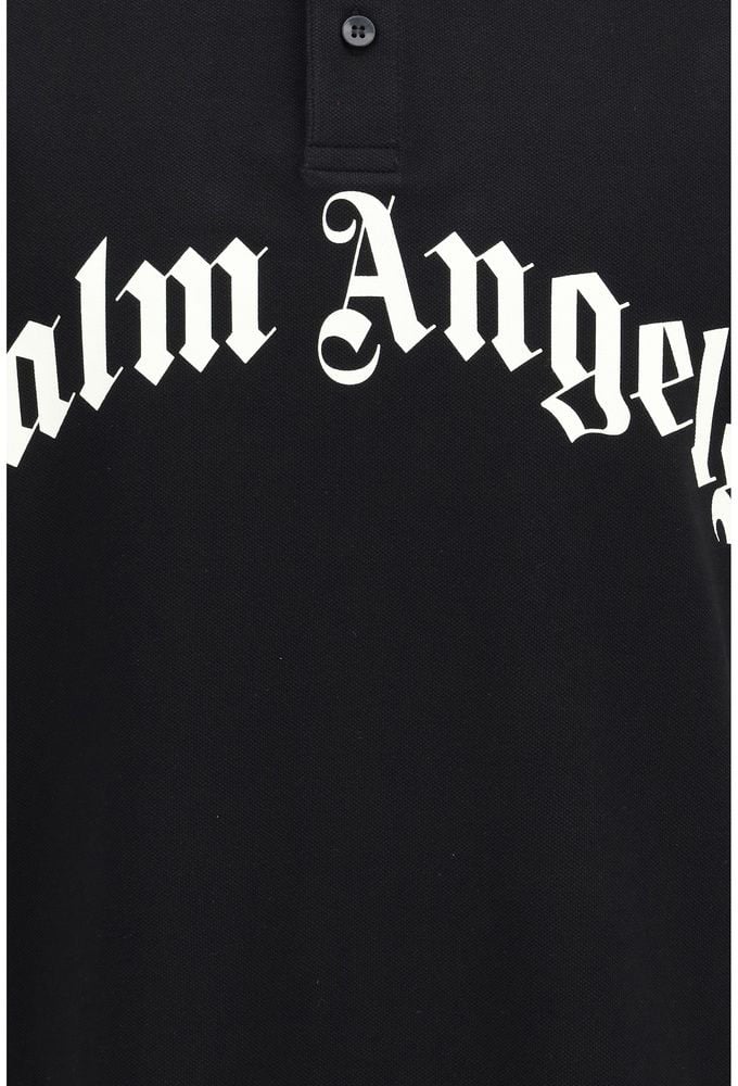 Palm Angels Black Cotton Polo Shirt Zwart