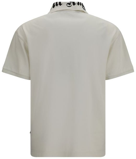 Palm Angels White Cotton Polo Shirt Wit