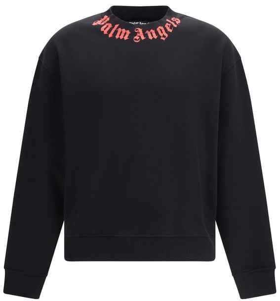 Palm Angels Palm Angels Black Cotton Sweatshirt Zwart