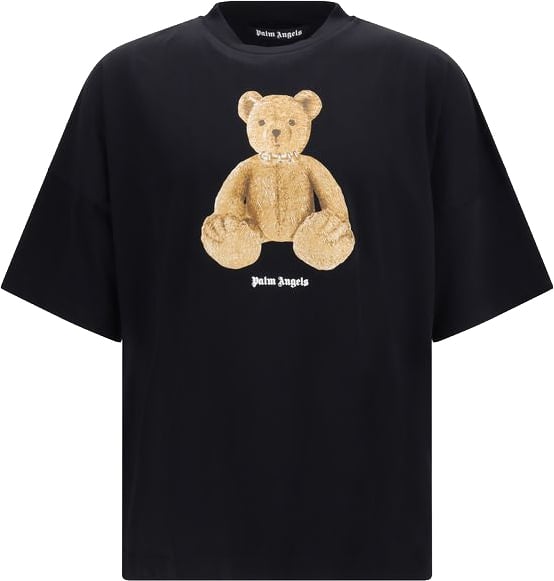 Palm Angels Black Cotton T-Shirt Zwart