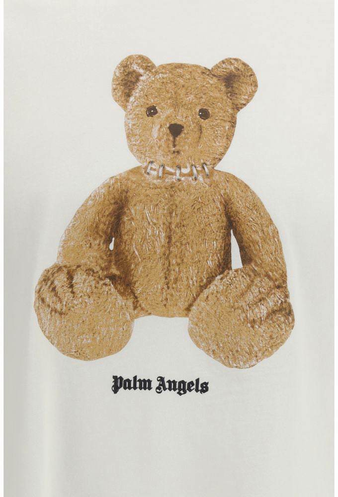 Palm Angels White Cotton T-Shirt Wit