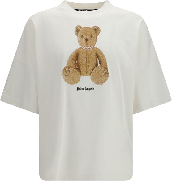 Palm Angels White Cotton T-Shirt Wit
