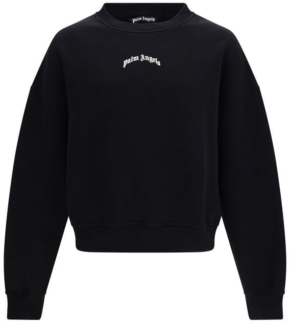 Palm Angels Palm Angels Black Cotton Sweatshirt Zwart