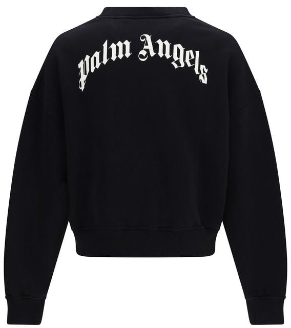 Palm Angels Palm Angels Black Cotton Sweatshirt Zwart
