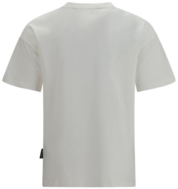 Palm Angels White Cotton T-Shirt Zwart
